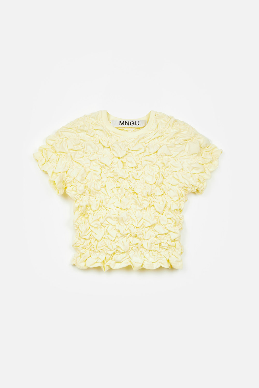 [-50%] 크롭티드 크링클 티셔츠 IN 레몬-크림