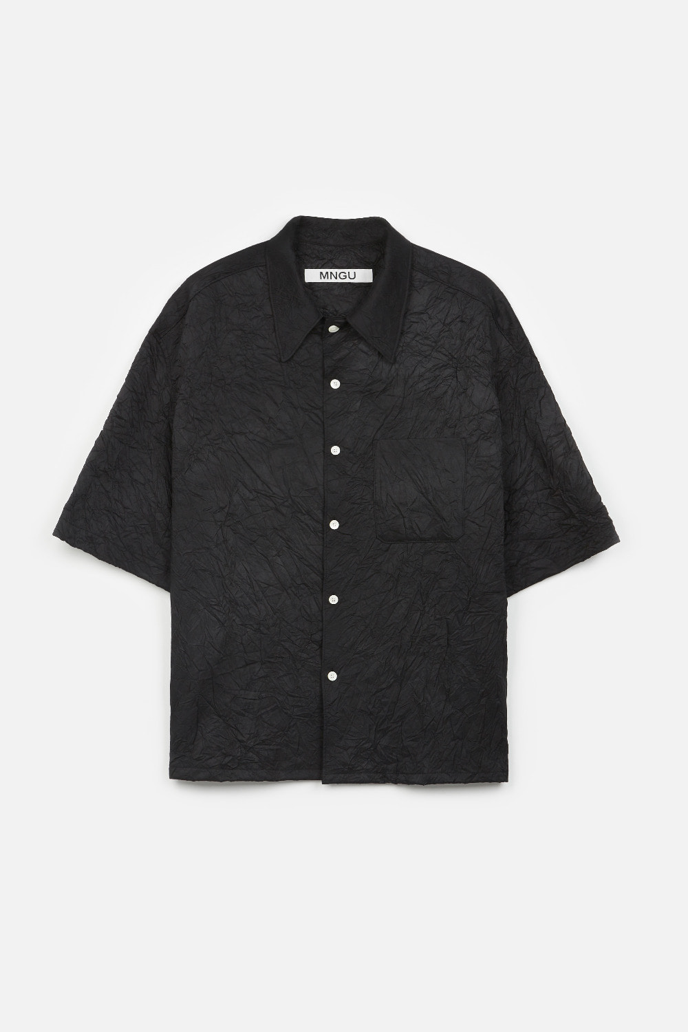 [-10%] 크링클 미드-슬리브 셔츠 IN 블랙
