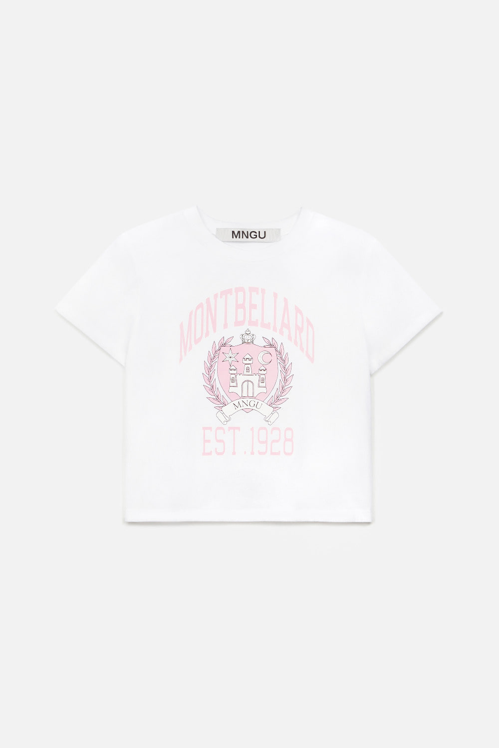[WOMAN] 크롭티드 크랙-프린트 티셔츠 IN 핑크